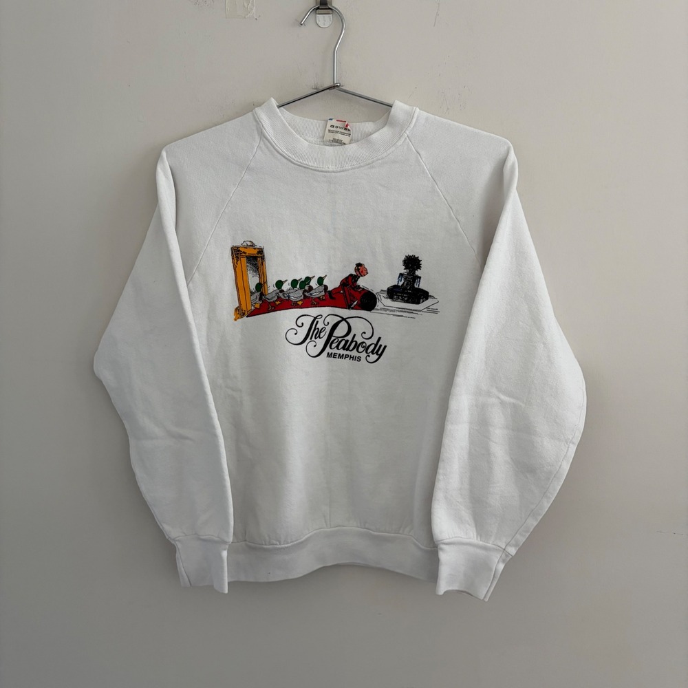 Vintage Fruit of the Loom The Peabody Memphis Ducks Sweatshirt White Medium
